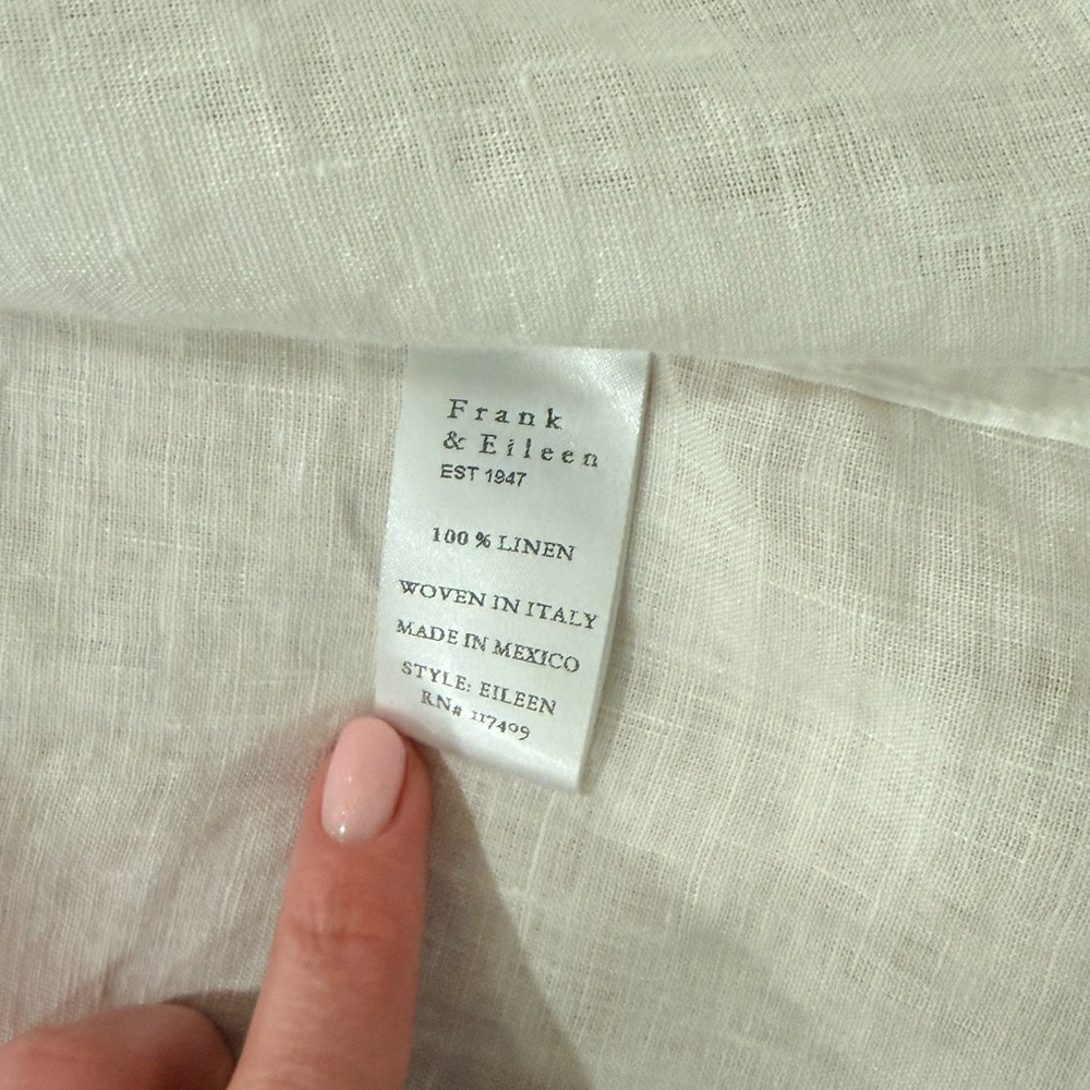 Frank & Eileen “Eileen” White Linen button up shirt - Picture 3 of 3